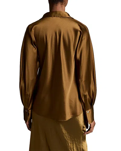 Vince Silk Blouse In Gold