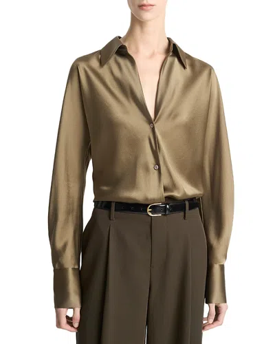 Vince Silk Blouse In Green