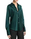 Vince Bias Silk Long-sleeve Blouse In Juniper
