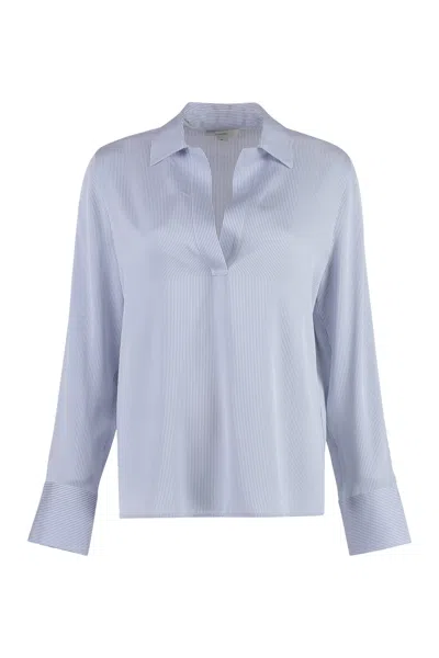 Vince Silk Blouse In Blue