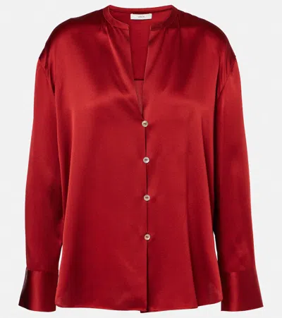 Vince Silk Blouse In Red