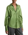 Vince Bias Silk Long-sleeve Blouse In Sycamore