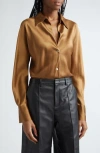 Vince Silk Button-up Shirt In Almond