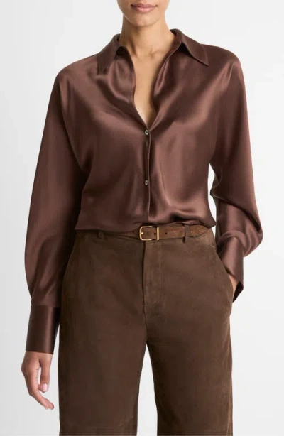 VINCE VINCE SILK BUTTON-UP SHIRT