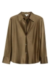 Vince Silk Button-up Shirt In Gray
