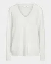 Vince Silk Blend V Neck Sweater In Sky Mist In Aqua Dew
