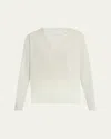 Vince Silk-cashmere Deep V Sweater In White