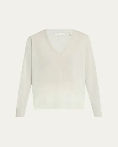 Vince Silk-cashmere Deep V Sweater In White