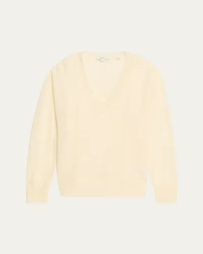Vince Silk-cashmere Deep V Sweater In Yellow