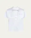 Vince Silk Charmeuse Short-sleeve Polo Shirt In Sky Mist