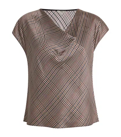 Vince Silk Cowl-neck Blouse In Brown