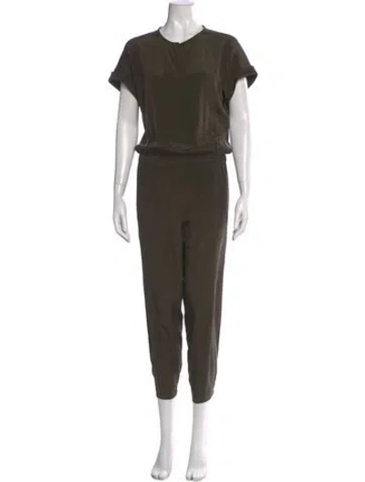 Pre-owned Vince Silk Crew Neck Jumpsuit In Green
