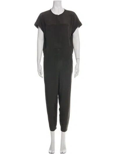 Pre-owned Vince Silk Crew Neck Jumpsuit In Green