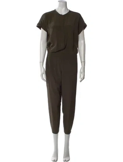 Pre-owned Vince Silk Crew Neck Jumpsuit In Green