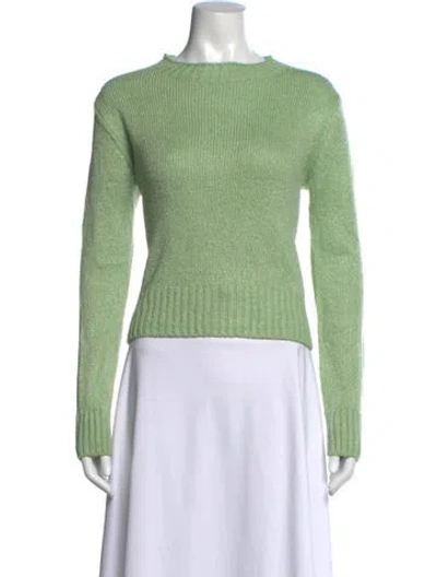 Pre-owned Vince Silk Crew Neck Sweater In Green