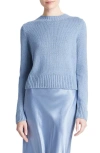Vince Plush Silk Crewneck Sweater In Azure Gem