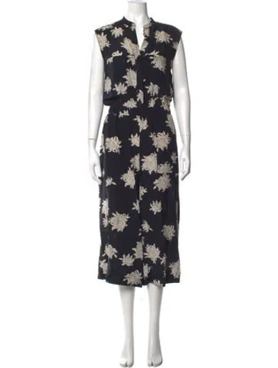 Pre-owned Vince Silk Floral Print Jumpsuit In Blue