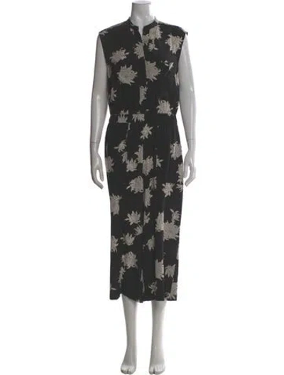Pre-owned Vince Silk Floral Print Jumpsuit In Gray