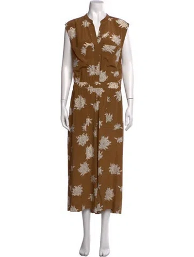 Pre-owned Vince Silk Floral Print Jumpsuit In Neutrals