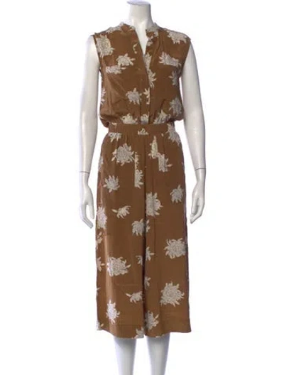 Pre-owned Vince Silk Floral Print Jumpsuit In Neutrals
