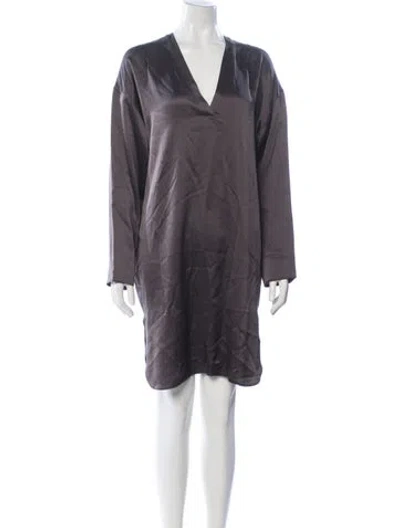 Pre-owned Vince Silk Knee-length Dress In Brown