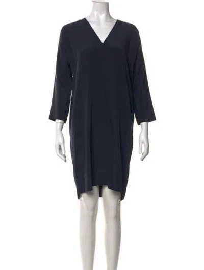 Pre-owned Vince Silk Knee-length Dress W/ Tags In Blue