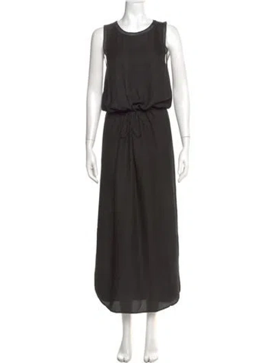 Pre-owned Vince Silk Long Dress In Black