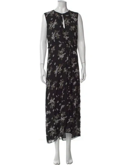 Pre-owned Vince Silk Long Dress In Black