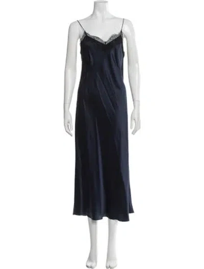 Pre-owned Vince Silk Long Dress In Blue