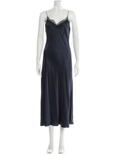 Pre-owned Vince Silk Long Dress In Blue