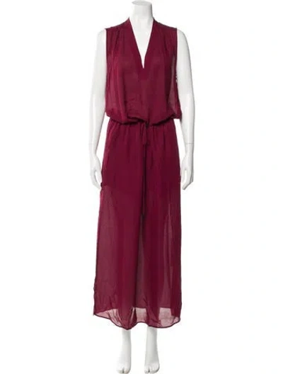 Pre-owned Vince Silk Long Dress In Burgundy