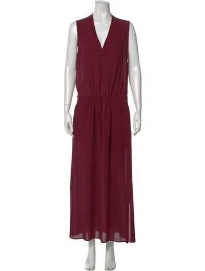 Pre-owned Vince Silk Long Dress In Burgundy