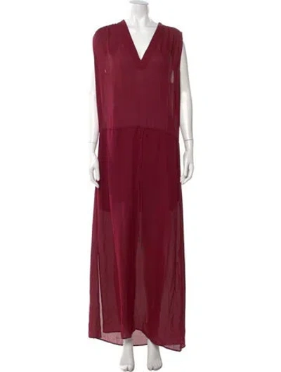 Pre-owned Vince Silk Long Dress In Burgundy