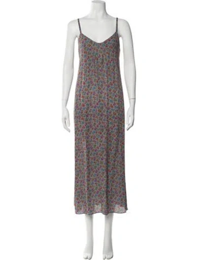 Pre-owned Vince Silk Long Dress In Gray