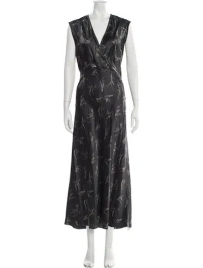 Pre-owned Vince Silk Long Dress In Gray