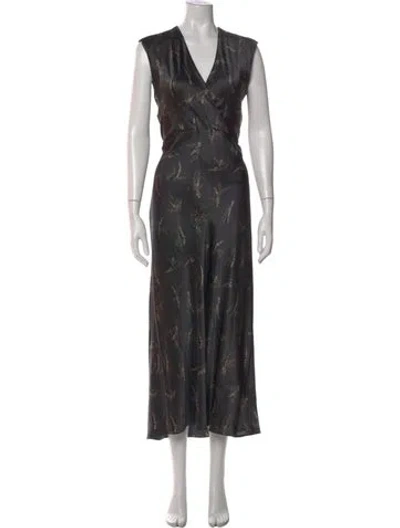Pre-owned Vince Silk Long Dress In Gray