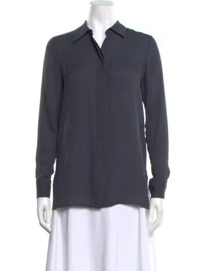 Pre-owned Vince Silk Long Sleeve Blouse In Gray