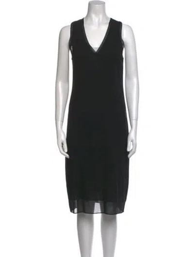 Pre-owned Vince Silk Midi Length Dress In Black