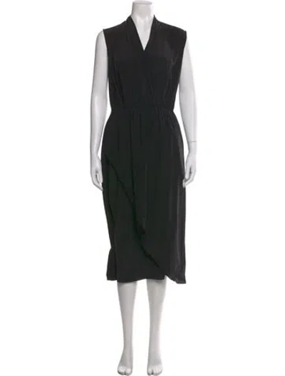Pre-owned Vince Silk Midi Length Dress In Black