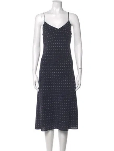 Pre-owned Vince Silk Midi Length Dress In Blue
