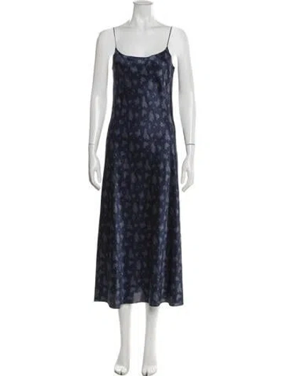 Pre-owned Vince Silk Midi Length Dress In Blue