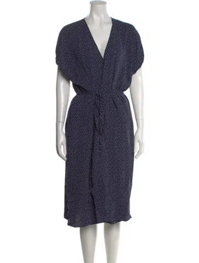 Pre-owned Vince Silk Midi Length Dress In Blue