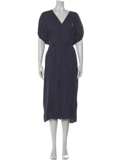 Pre-owned Vince Silk Midi Length Dress In Blue