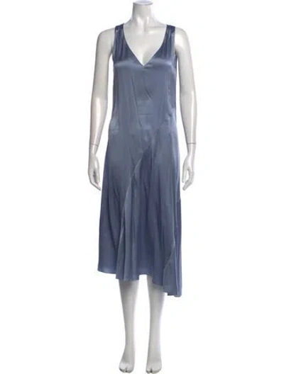 Pre-owned Vince Silk Midi Length Dress In Blue