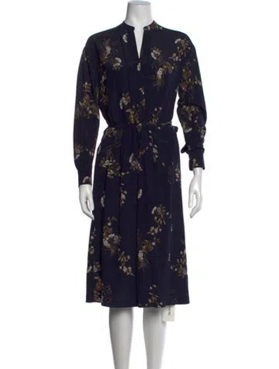 Pre-owned Vince Silk Midi Length Dress In Blue