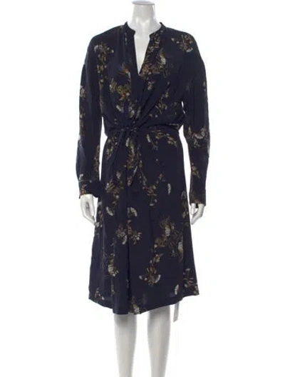 Pre-owned Vince Silk Midi Length Dress In Blue