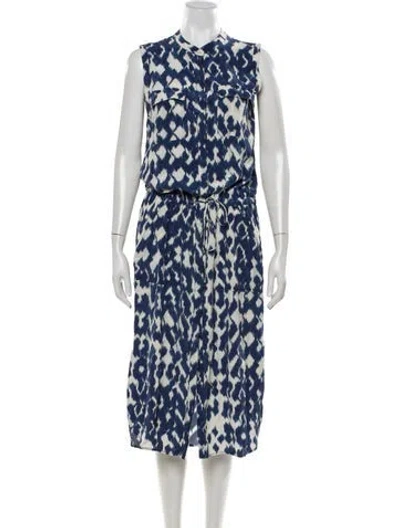 Pre-owned Vince Silk Midi Length Dress In Blue
