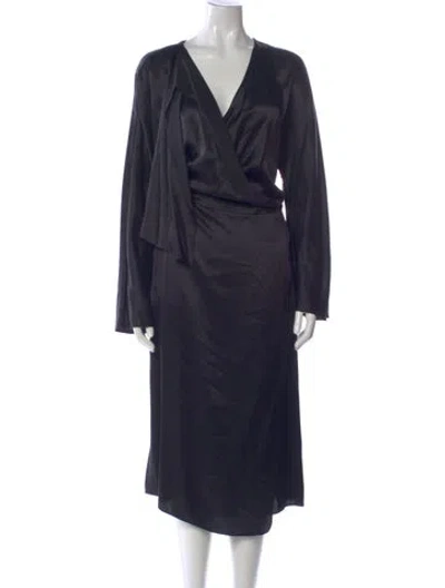 Pre-owned Vince Silk Midi Length Dress W/ Tags In Blue