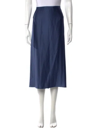 Pre-owned Vince Silk Midi Length Skirt In Blue