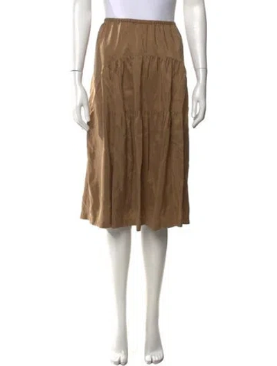 Pre-owned Vince Silk Midi Length Skirt In Brown